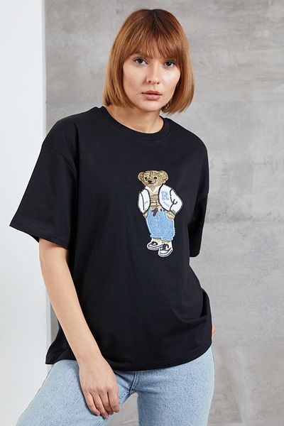 DPARİS Tricou oversize brodat cu ursuleț
