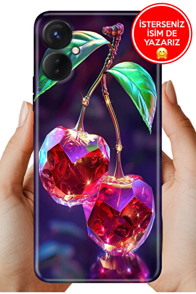 TECNO Spark 9-Pro Kılıf Kamera Korumalı Full Desen Arka Silikon Kristal Kiraz