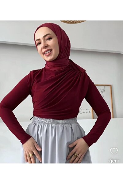 ahsen fashion Bluză de damă tip fustă, culoare burgundy