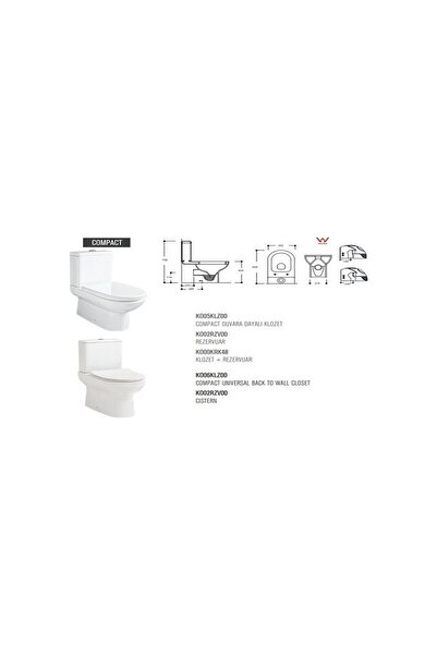 Güral Vit Compact Duvara Sıfır Klozet + Yavaş Kapanan Kapak + Iç Takım