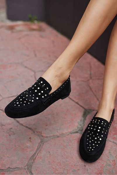 ANGELİNA JONES BALERINI DE FEMEIE TOSCANA NEGRU REAL DE piele intoarsa DETAIL PIN