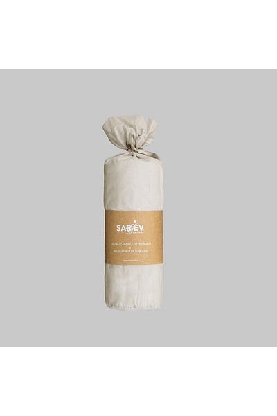 Sarev 100% Maden Single Matelless Pillow Clay Flared Fitted Sheet Set Cream Colored