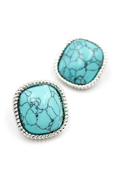 MENESSA أقراط حجر تركواز - فضي