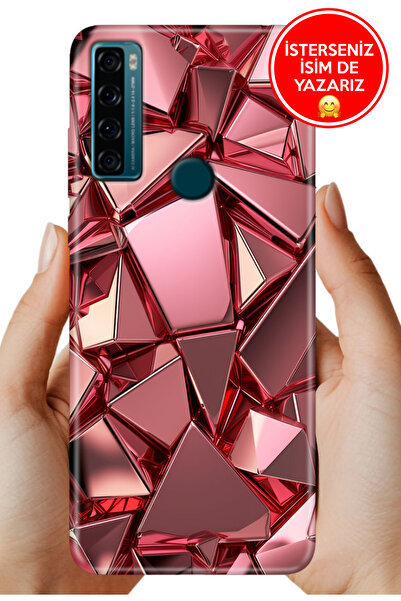TCL 20 SE Uyumlu Kılıf Desenli Rubber Lens Korumalı Silikon PembeDeco