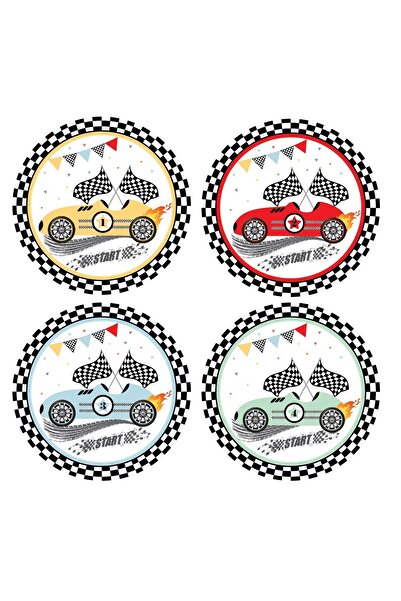 kidspartim Yarış Arabaları Temalı Karton Tabak 23 cm 8 Adet