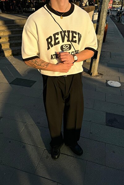 Flaw Wear Athletic Club 92 Printed Ecru Oversize T-Shirt