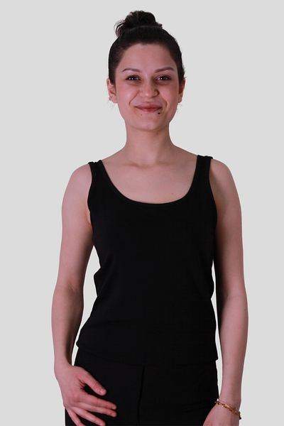 trender Tricou negru fără mâneci pentru femei 586-04