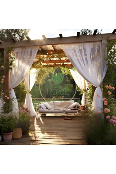 Perdeplus Perdele din tul pentru balcon, frânghie, canal rustic, terasă cu o singură aripă, grădină, tul pentru foișor, nu este nevoie de călcat