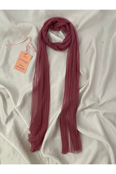 Nurcanilirboutique Gül kurusu zarif pliseli fular