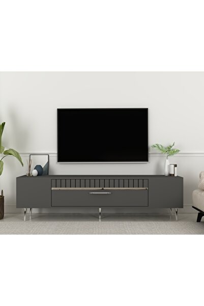 zerkaconcept Bakü Tv Sehpası Tv Ünitesi Antrasit Gümüş 150 Cm