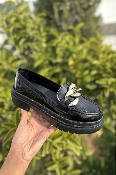 BY WOWEN Γυναικείο Loafer με χρυσή αλυσίδα - Παπούτσια μοκασίνι με χοντρή σόλα