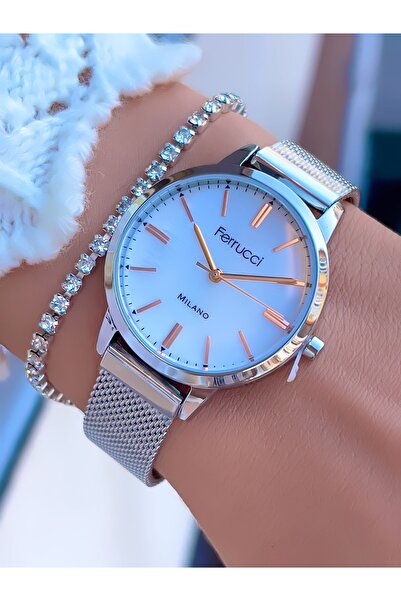 Ferrucci Steel Mesh Cord Women's Wristwatch 3 Atm Waterproof with 2 Years Warranty