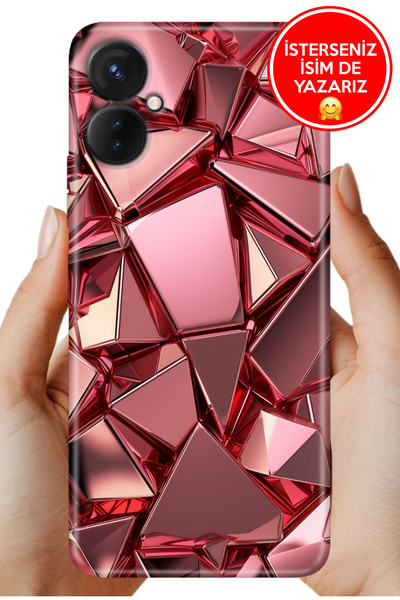 omix X3 Kılıf Desenli Rubber Kamera Korumalı Silikon PembeDeco