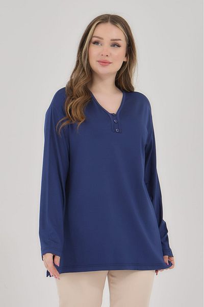 Elçelya Moda Γυναικεία μπλούζα με λαιμόκοψη V Lycra Daily Seasonal Mother χτενισμένη βαμβακερή μπλούζα