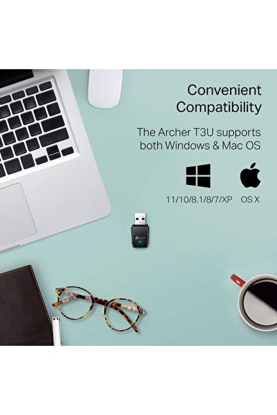 TP-LINK محول USB لاسلكي صغير MU-MIMO AC1300 Archer-T3U - أسود