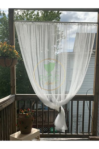 Perdeplus Balcony Tulle Curtain, Rope Rustic Channel Single Wing Terrace, Garden, Gazebo Tulle, No Ironing