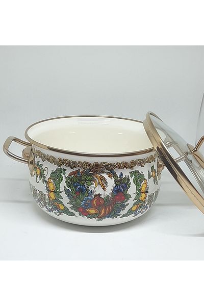 Avşar Enamel My Home 20 cm 2750 ml Fruit Decor Enamel Pot
