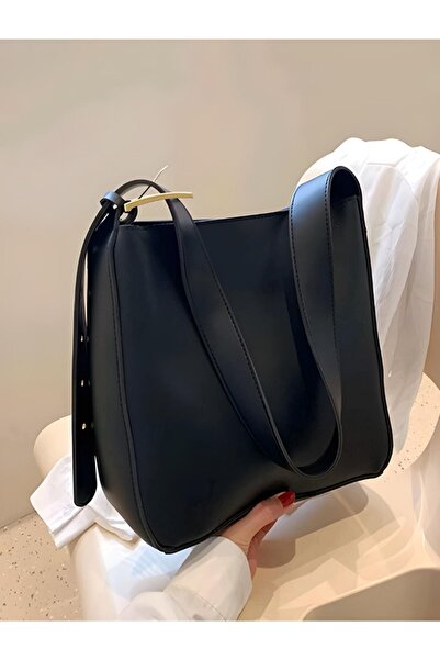 Yerli Kadın Siyah Omuz Çantası Fermuarlı Kaliteli Işçilik Ve Yumuşak Suni Der...