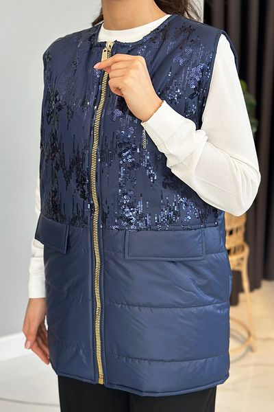 Missemramiss Navy Blue Shiny Vest 4790 Model