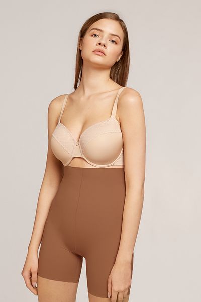 MİSTİRİK Шорти Porfy Model Slimming Effect с лазерно изрязан подгънат корсет без следи, кафяв цвят