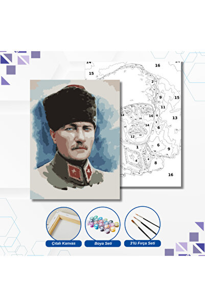 tuvval Sayılarla Boyama Set Atatürk 30x40 Cm