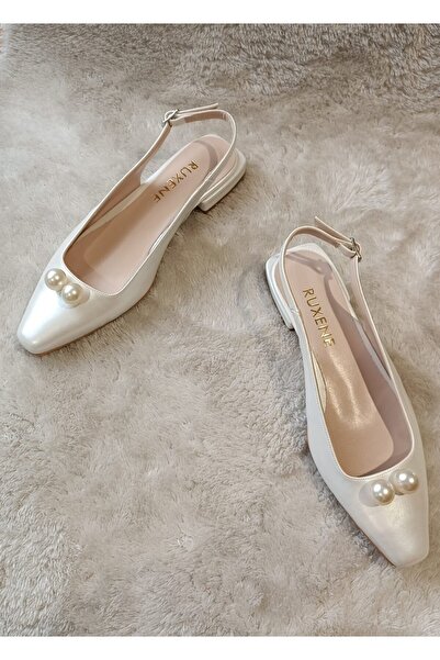 RUXENE PEARLY ДВОЙНА ПЕРЛИНА ДЕТАЛЬНИЙ КВАДРАТНИЙ НОС 2 СМ КВАДРАТНИЙ КАБЛУК БАБЕТИ ВЕСІЛЬНІ ТУФЛІ