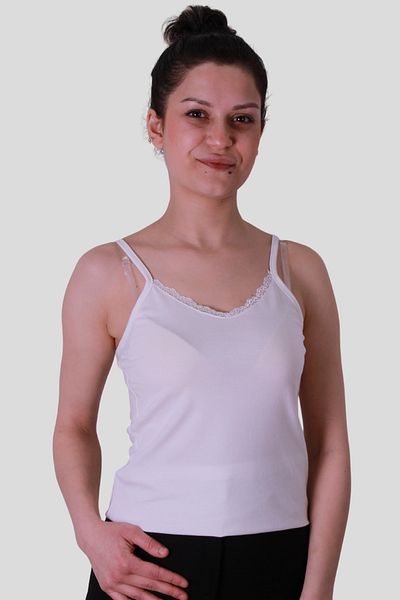 trender Tricou fără mâneci pentru femei, crem, cu curea de frânghie 583-04