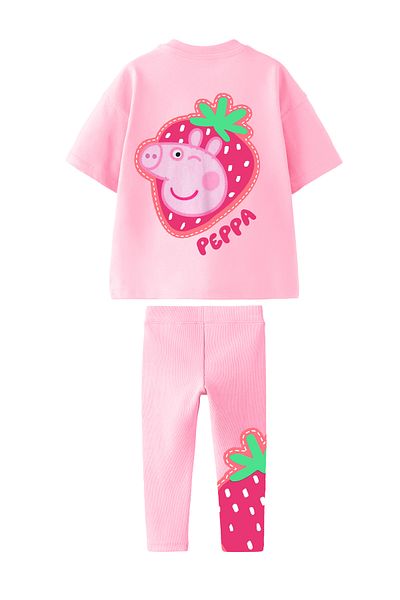 Monila Girl's Cotton Crew Neck Peppa Printed Bottom Top Set