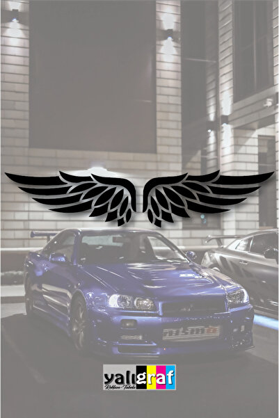 Yalıgraf Reklam Tabela Araba Bagaj Logo Kanat 2'li Oto Sticker 18x8 cm