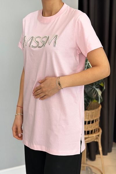 Missemramiss Pink Stone Tshirt Tunic 4741