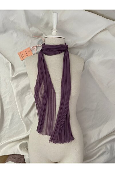 Nurcanilirboutique Zarif pliseli lila fular
