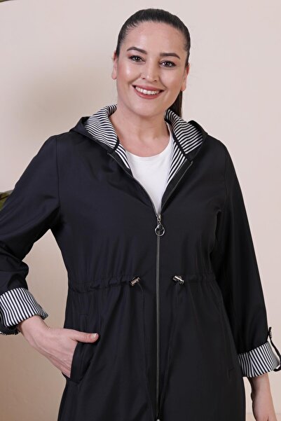 Ferace Γυναικεία μακριά Hijab Trenckot μεγάλου μεγέθους με φερμουάρ