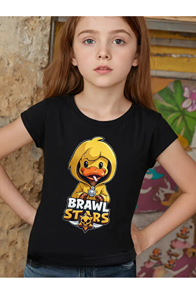 AEMİ تيشيرت للأطفال مطبوع عليه Brawl Stars مقاس كبير 100% قطن
