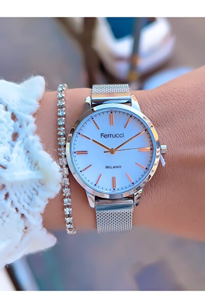 Ferrucci Steel Mesh Cord Women's Wristwatch 3 Atm Waterproof with 2 Years Warranty