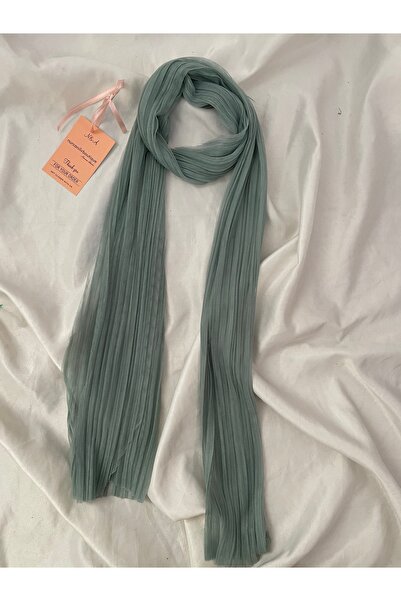 Nurcanilirboutique Mint yeşili zarif pliseli fular
