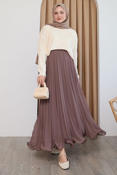InStyle Fusta din șifon Dusty Rose, drapată și curbată