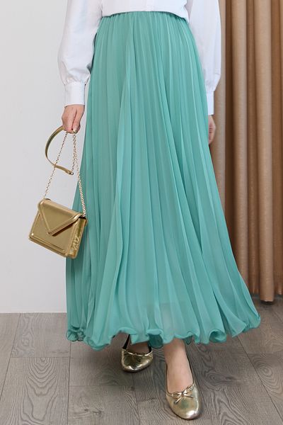 InStyle Flowing Curved Mint Green Chiffon Skirt