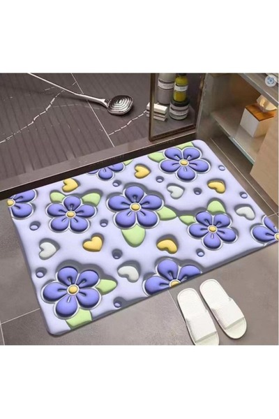 Wanderlust 38X58Cm Washable Fast Drying Bathroom Rug Mat - Super Water Absorbent and Non-Slip