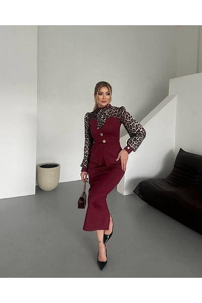 asyadabutik Rochie de damă cu detaliu leopard, căptușită cu nasturi aurii