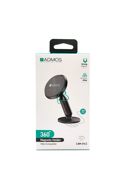 Generic ADMOS 360° Magnetic Car Phone Holder with Magnetic Sheet and Alcohol Prep Pad for Easy Installation