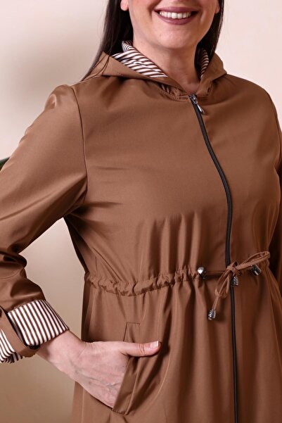 Ferace Γυναικεία μακριά Hijab Trenckot μεγάλου μεγέθους με φερμουάρ