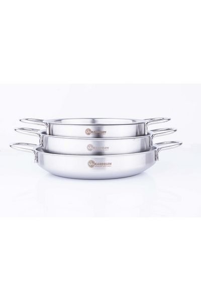 BYKARDELEN Stainless Steel 3-Piece Omelette Set Inox (18-20-22)