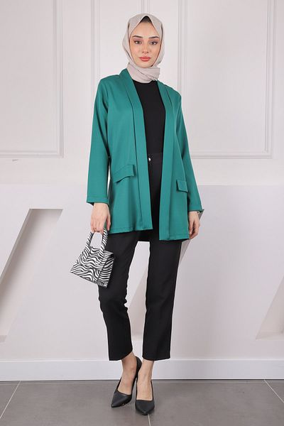 İmajButik Σμαραγδένιο Πράσινο Σάλι Πέτο Κρεπ Μπουφάν