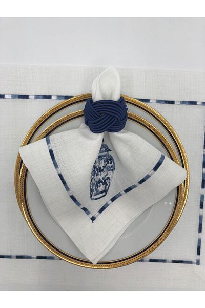 KATMERTEKS 8 Pieces Dark Blue Napkin Ring Ring Twisted Model