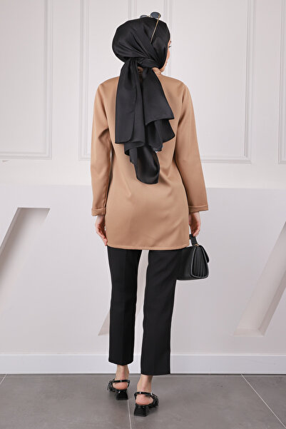 İmajButik Krepová bunda s norkovým šálovým golierom