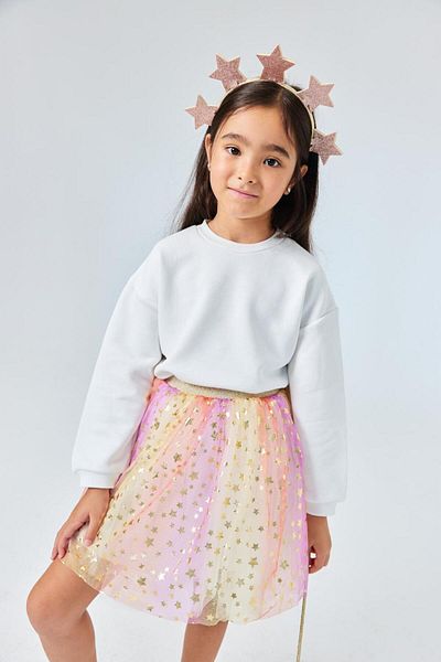 Le Mabelle Pauline - Yellow Star Printed Girl's Tulle Skirt