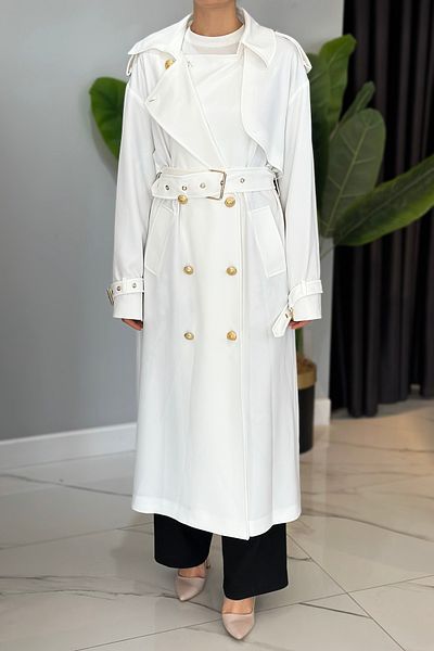 Missemramiss Rose Trench Coat 4721 Ecru Color