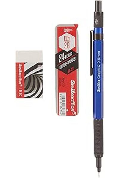Mu Art Ahşap Scrikss Office Graphx Set of 3 Versatil Pen 0.5 mm My Blue Pen 0.5 mm