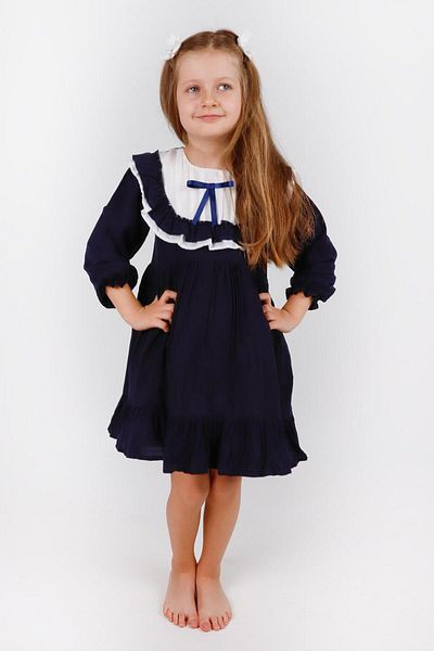 Le Mabelle Navy Blue Vintage Girl's Dress - Silvia