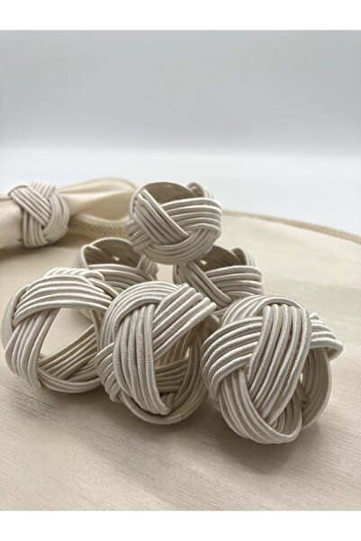 miraç tekstil Napkin Ring Ring Twisted Set of 8 Cream